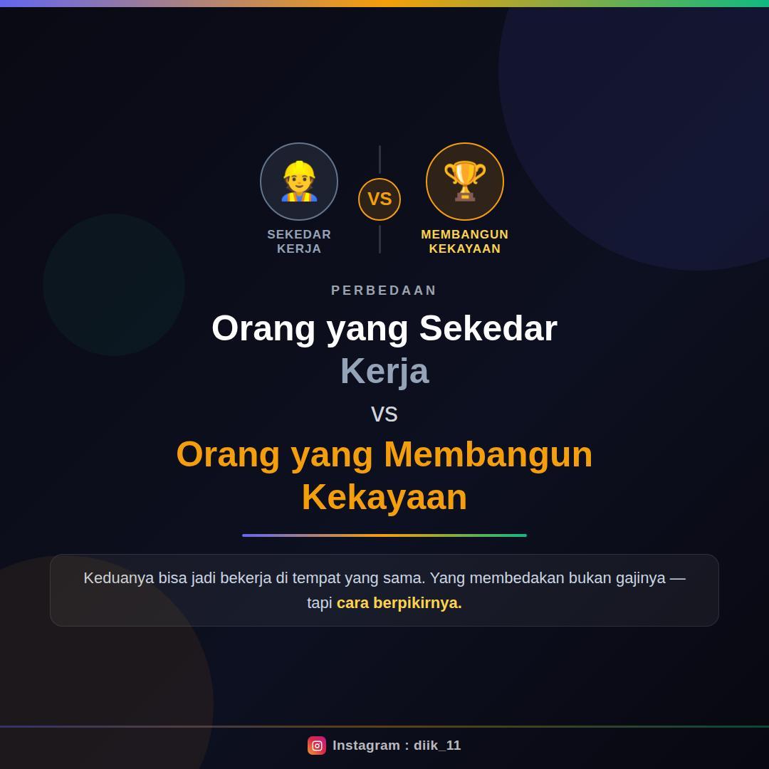 Perbedaan Orang yang Sekedar Kerja vs Orang yang Membangun Kekayaan