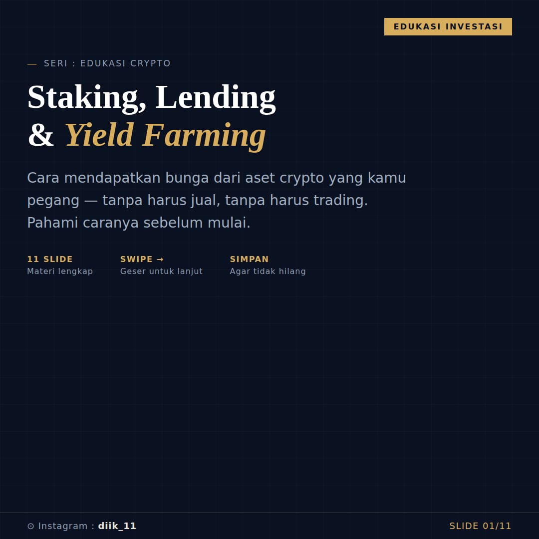 Staking, Lending, dan Yield Farming, Cara Mendapatkan Bunga dari Crypto